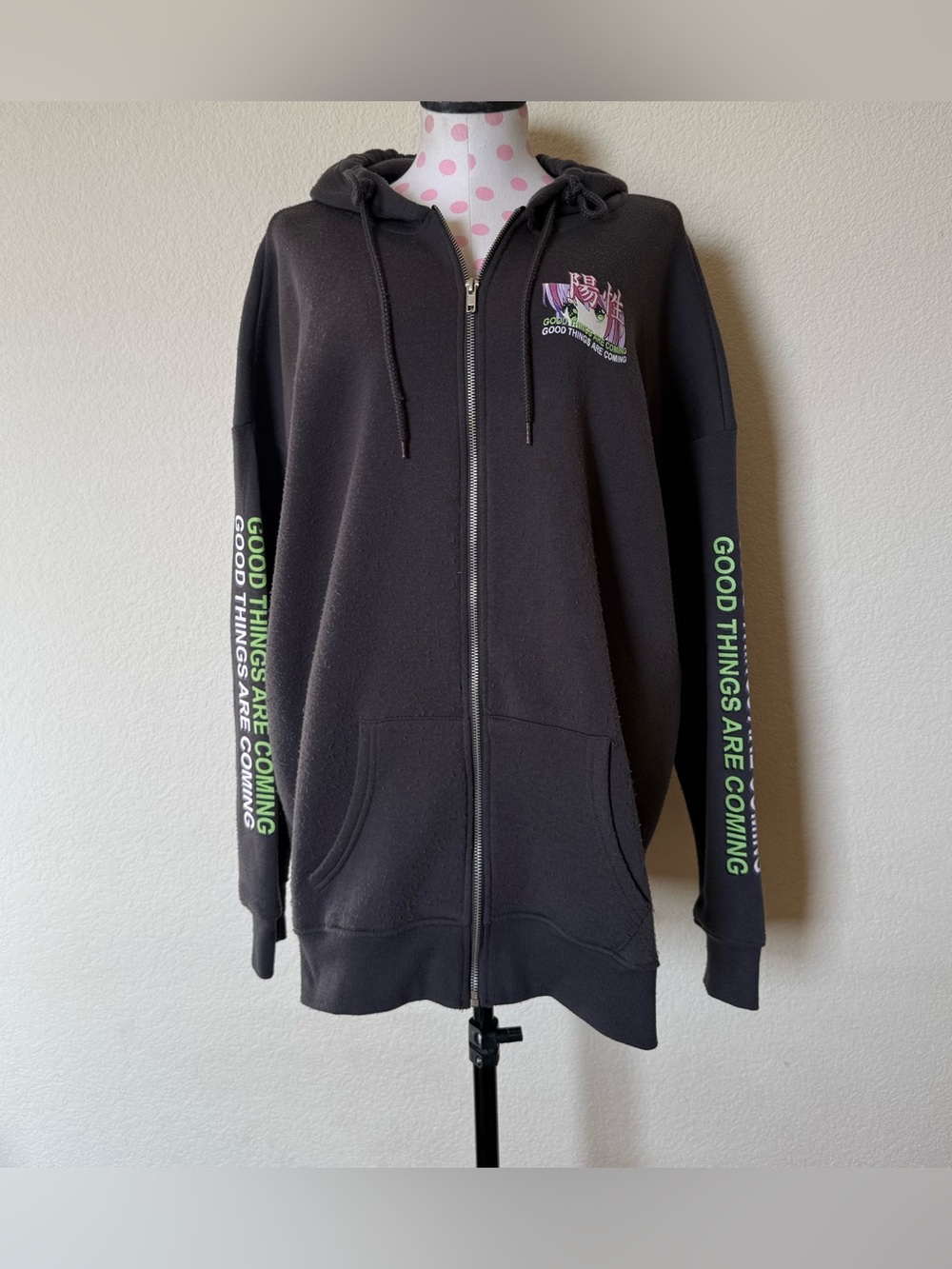 Oversized Anime Zip Up Hoodie